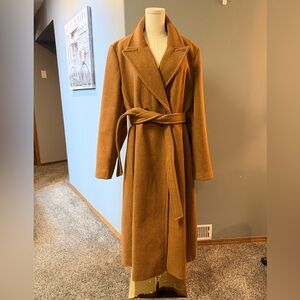 DKNY Signature Camel Wool Blend Long Coat – XL Belted, Timeless - New Never Worn